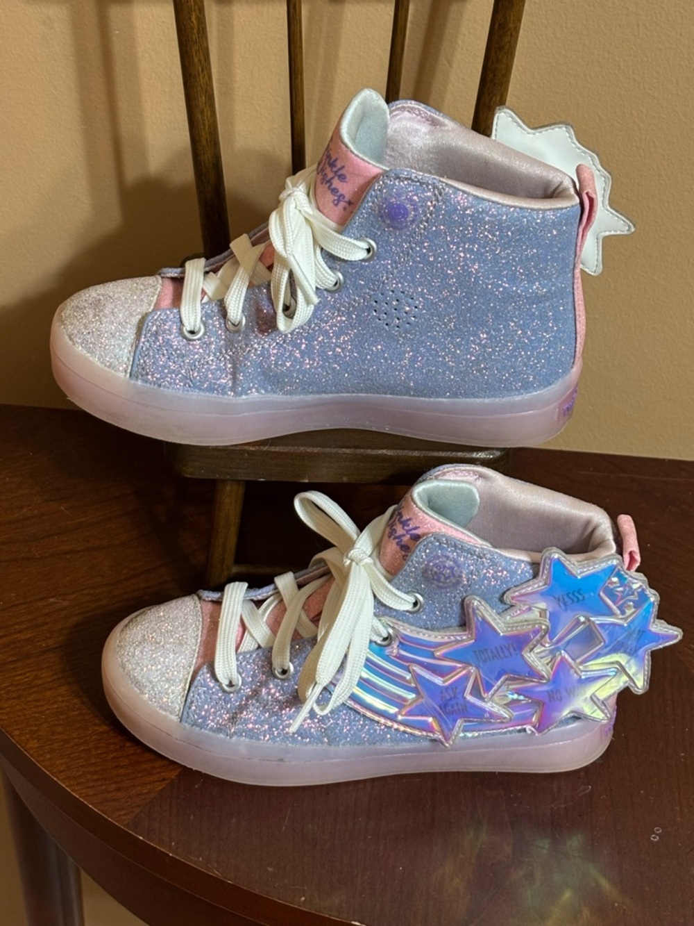 Skechers Kids Sparkle High-Top Sneakers in Pink and Lavender